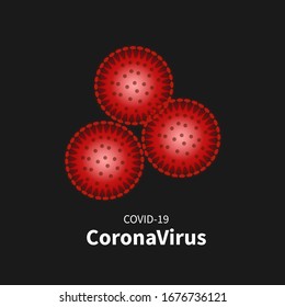 Coronavirus Covid-19 Illustration. Black and Red Corona Virus Vector