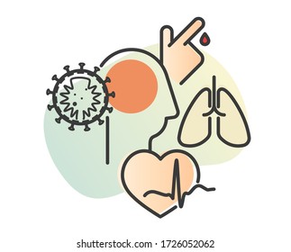 Coronavirus - Covid-19 - Impact For Patient With Comorbidity - Icon As EPS 10 File