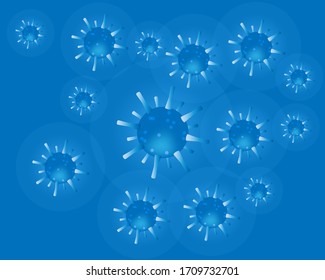 Coronavirus COVID-19 infection. Floating pathogen respiratory influenza covid virus cells.