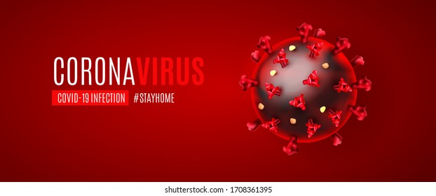 Coronavirus COVID-19 infection medical banner or poster with typography and copy space. Spread of the novel coronavirus Background. Stay home hashtag pandemic risk background vector illustration