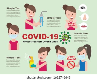 Coronavirus Covid-19 infographic template. Flat style vector illustration