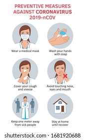 Coronavirus COVID-19 information on preventive measures against the virus vector illustration