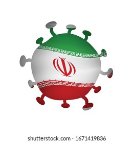 Coronavirus, Covid-19 mit iranischer Flagge Vektorillustration, Seuchenkrise.