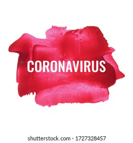 Coronavirus covid-19 lettering on red hand drawn background