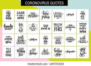 CoronaVirus Covid-19 lettering set. Vector illustration. Coronavirus epidemic concept.