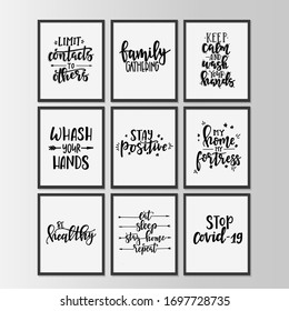 CoronaVirus Covid-19 lettering set. Vector illustration.