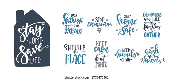 CoronaVirus Covid-19 letterings and other elements. Vector illustration.