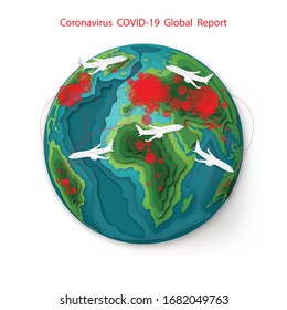 Coronavirus Covid-19 map confirmed cases report worldwide globally. Coronavirus disease 2019 situation update worldwide. Maps show where the coronavirus has spread. vector illustration.