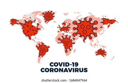 Coronavirus Covid-19 map confirmed cases report worldwide globally. Coronavirus disease 2019 situation update worldwide. Maps show where the coronavirus has spread. vector illustration.