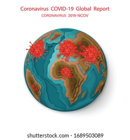 Coronavirus Covid-19 map confirmed cases report worldwide globally. Coronavirus disease 2019 situation update worldwide. Maps show where the coronavirus has spread. vector illustration.