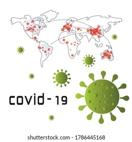 El mapa Coronavirus Covid-19 confirmó casos reportados a nivel mundial. La situación de la enfermedad de Coronavirus 2019 se actualiza en todo el mundo. Los mapas muestran dónde se ha extendido el coronavirus. ilustración vectorial.