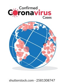 Coronavirus Covid-19 map confirmed cases report worldwide globally. Maps show where the coronavirus has spread. vector illustration. stock illustration