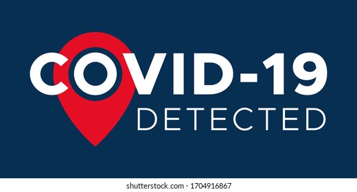 Coronavirus COVID-19 with map pin locator. COVID-19 Coronavirus detected. GPS Location Icon Symbolizes Cornavirus Detection. Vector flat graphic isolated logo. Vector infographic element. COVID-19