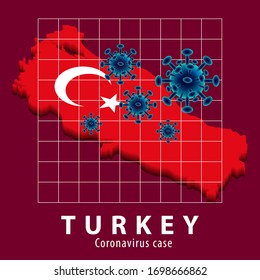 Coronavirus covid-19 mapa de la ilustración portadora de TURKEY con mapa y coronavirus
