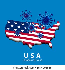 Coronavirus covid-19 map of USA vector illustration with map and coronavirus