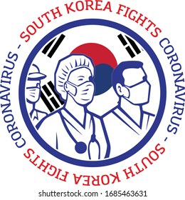 coronavirus covid19 medical doctors illustration with south corea flag