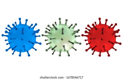 Coronavirus COVID-19 medical realistic illustration infection. Influenza as red dangerous flu strain cases as a pandemic medical health risk concept