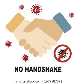 Coronavirus, covid-19 no handshake concept. Handshake image , a virus flies around