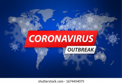 Coronavirus COVID-19 Outbreak Abstract Background Breaking News Style. Corona Virus Icon. Wuhan Pneumonia. COVID-19 NCOV-2019 Corona Virus Broadcast. Bacteria Corona Virus. Vector Illustration Eps10