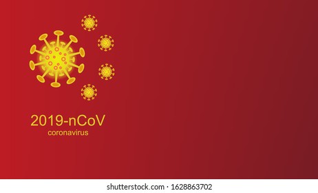 Coronavirus Covid-19 outbreak and coronaviruses influenza red background. Coronavirus 2019-nCoV. Pandemic medical health risk, immunology, virology, epidemiology concept. 