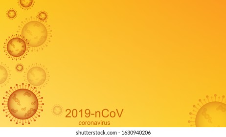 Coronavirus Covid-19 outbreak and coronaviruses influenza yellow background. Coronavirus 2019-nCoV. Pandemic medical health risk, immunology, virology, epidemiology concept. 