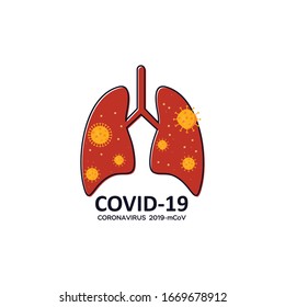  coronavirus COVID-19 outbreak. Virus causing pneumonia. 2019-nCov coronavirus epidemic. Lungs infected with Wuhan coronavirus. Isolated vector illustration.