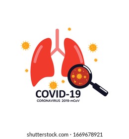  coronavirus COVID-19 outbreak. Virus causing pneumonia. 2019-nCov coronavirus epidemic. Lungs infected with Wuhan coronavirus. Isolated vector illustration.