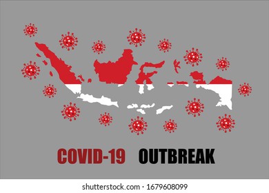 Coronavirus (COVID-19) outbreak warning against a Indonesia maps background. Covid-19 outbreak in Indonesia.