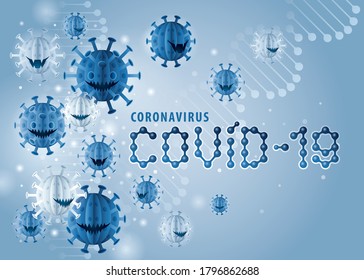 Coronavirus Covid-19 pandemic outbreak virus Background design, COVID-19 Prevention concept.  Abstract Coronavirus sign vector, Vector Blue Coronavirus Covid19 Virus Symbol. Lockdown, Quarantine