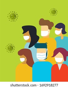Coronavirus COVID-19 is pandemic respiratory disease from wuhan china. people wearing face mask. corona virus quarantine. coronavirus outbreak concept.