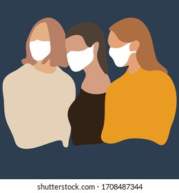 Coronavirus, covid-19, people in white medical face mask vector illustration