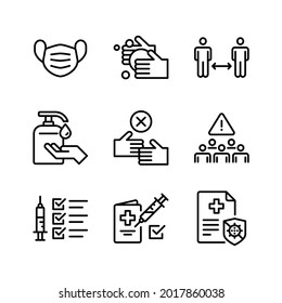 Coronavirus or COVID-19 Prevention icons set. Line vector. Isolate on white background.