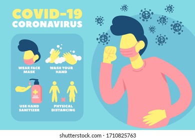 Coronavirus covid-19 prevention set vector 