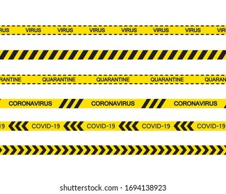 Coronavirus and Covid-19 and quarantine stripes. Warning stripes. Danger zone. Isolated on background Vector illustration