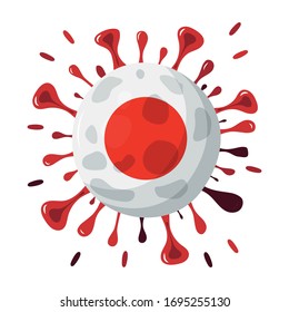 Coronavirus. COVID-19, Red virus with country flag Japan