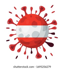 Coronavirus. COVID-19, Red virus with country flag Austria