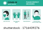 Coronavirus covid-19 safety measures. wear a face mask, wear disposable gloves and keep safe distance, cover your mouth when you cough and sneeze. Please respect the measures of coronavirus. Covid-19 