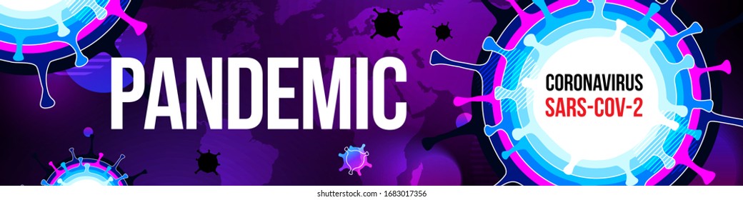 Coronavirus COVID-19 SARS-CoV-2 Social media Banner on a color background. Virus infections prevention. Deadly type of virus 2019-nCoV. Coronavirus microbe vector illustration