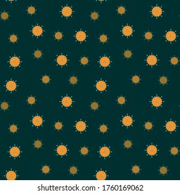 Coronavirus COVID-19 seamless pattern dark green background