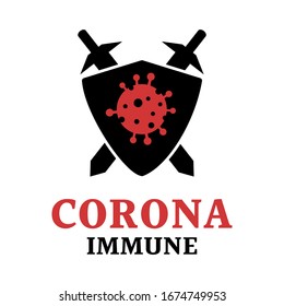 Coronavirus, covid-19, shield, protection, immune vector symbol. use for illustrate fight to coronavirus. Use for website, add to poster, presentation, etc.