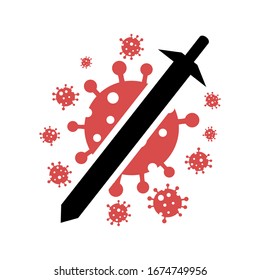 Coronavirus, covid-19, shield, protection, immune vector symbol. use for illustrate fight to coronavirus. Use for website, add to poster, presentation, etc.