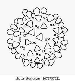 Coronavirus, covid-19 simple outline monochrome illustration - general shape of virus