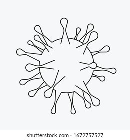 Coronavirus, covid-19 simple outline monochrome illustration - general shape of virus