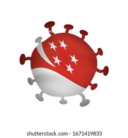 Coronavirus, Covid-19 with Singapore flag vector, Disease crisis.