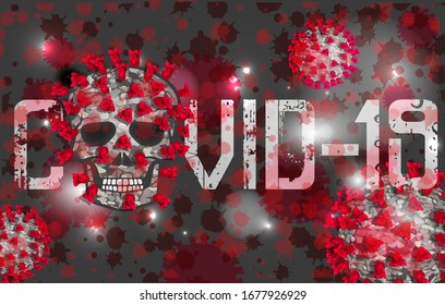 Coronavirus Covid-19 skull background. vector illustration