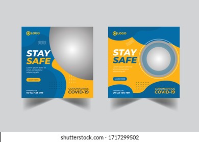 Coronavirus, Covid-19 Socia Media, Stay Safe Social Media Post Template