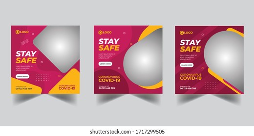 Coronavirus, Covid-19 Social Media, Safe Social Media Post Template