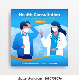 Coronavirus covid19 social media banner illustration flat vector template eps