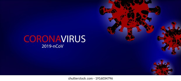 Coronavirus COVID-19 Social media Banner on a blu background. Virus infections prevention. Coronavirus microbe 3d vector illustration