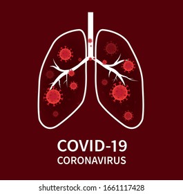 Coronavirus COVID-19 to spread into the cells of the airways and lungs. Vector illustration